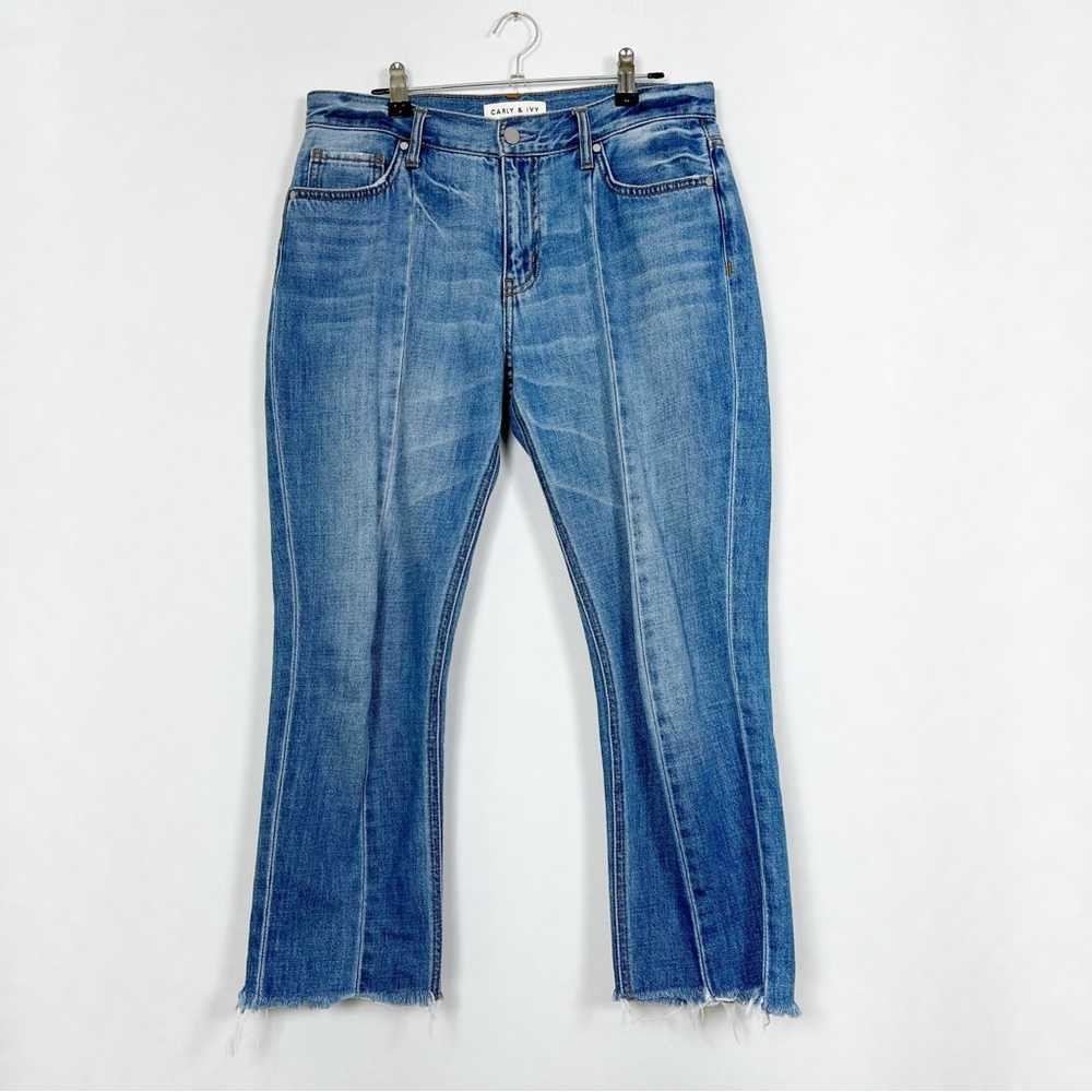 EUC Carly & Ivy 100% Cotton Cropped Blue Jeans Size 28 Frayed‎ Hem
